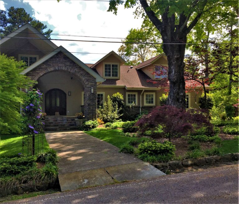 front yard looking at elegant garden